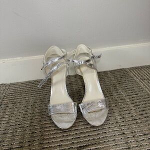 A.N.A. Silver Metallic Strappy Women's Heels